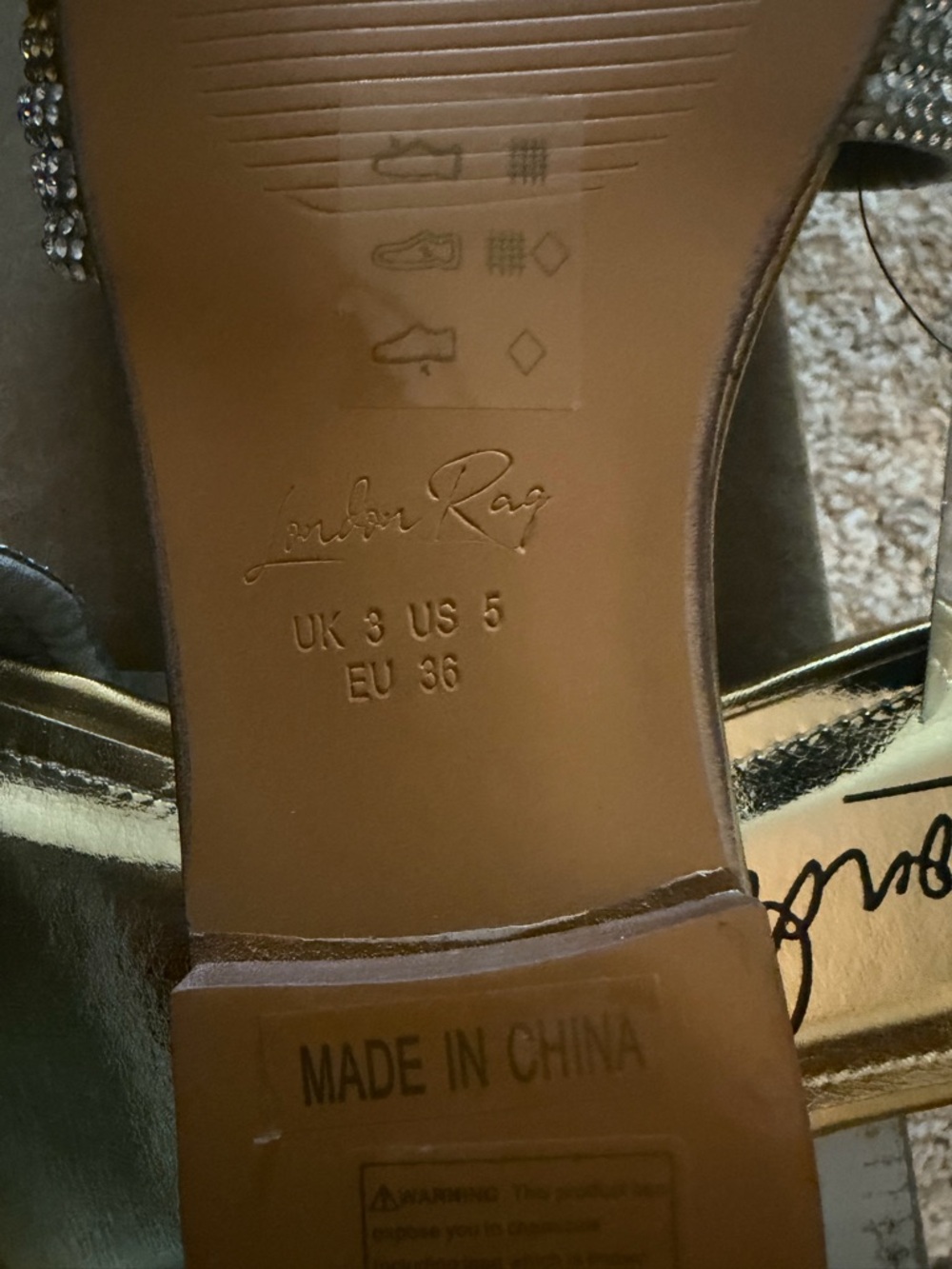 London Rag Gold Rhinestone Slide Sandals - Gold - Picture 5 of 5